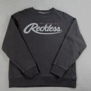 Young Reckless Womens Sweatshirt XL Black Spellout Logo City YR Los Angeles LA